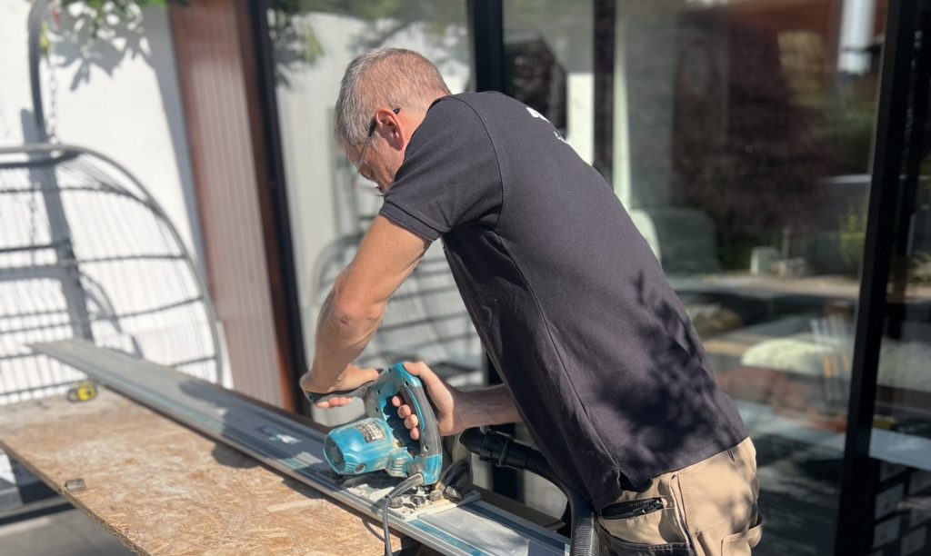 Builder completing renovation work in St Austell, Cornwall