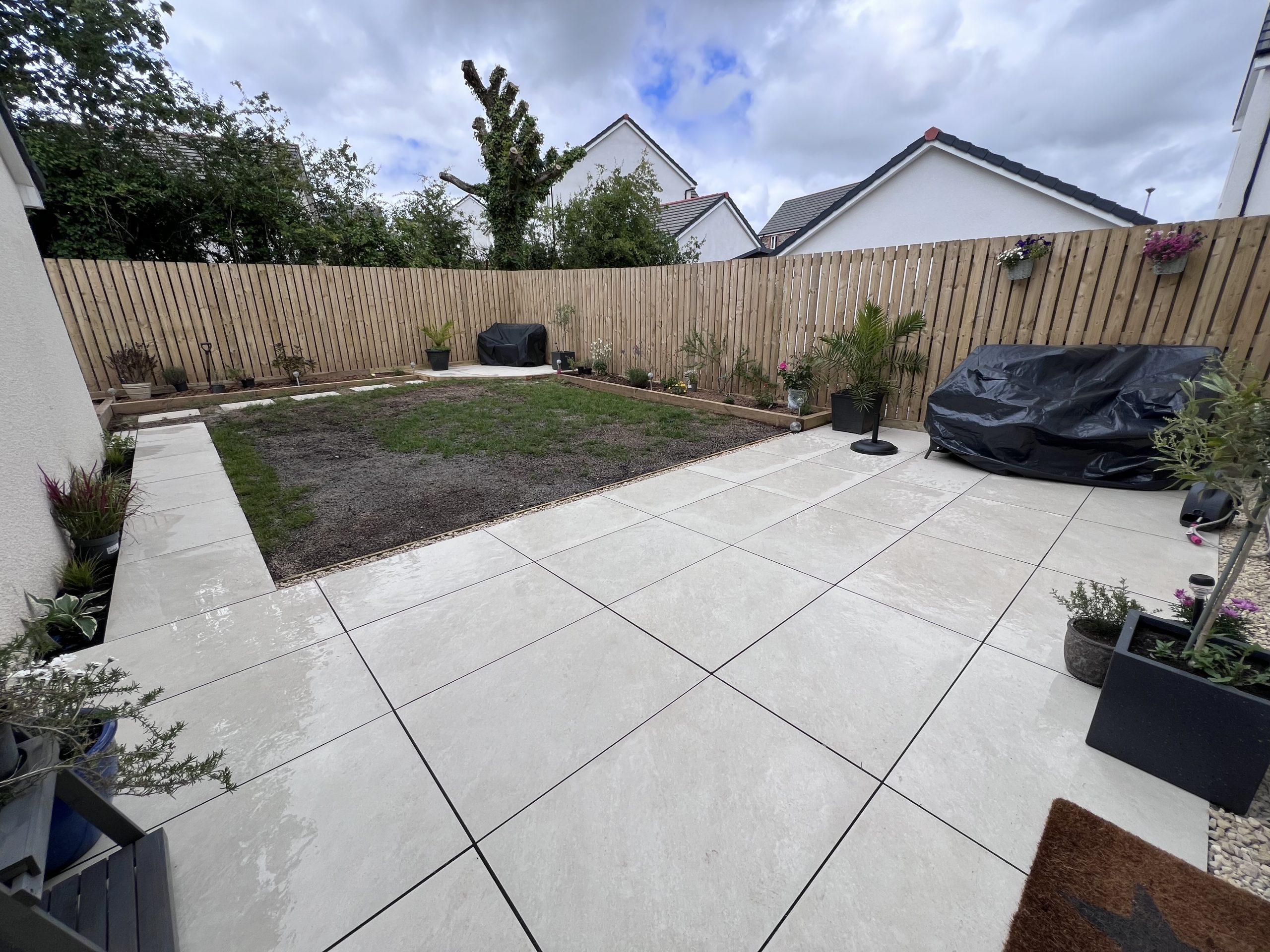 Natural stone patio installation St Austell Cornwall
